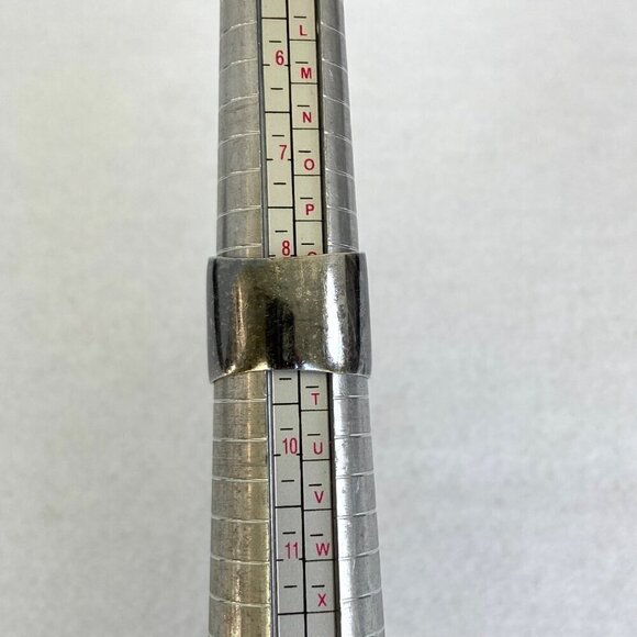 Oxidized Sterling Silver 950 Round Rose Quartz 16MM Wide Band Ring Sz 8.75 - Picture 9 of 16